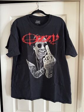 Black Graphic Band Tee with Red Logo - Ozzy osbourne